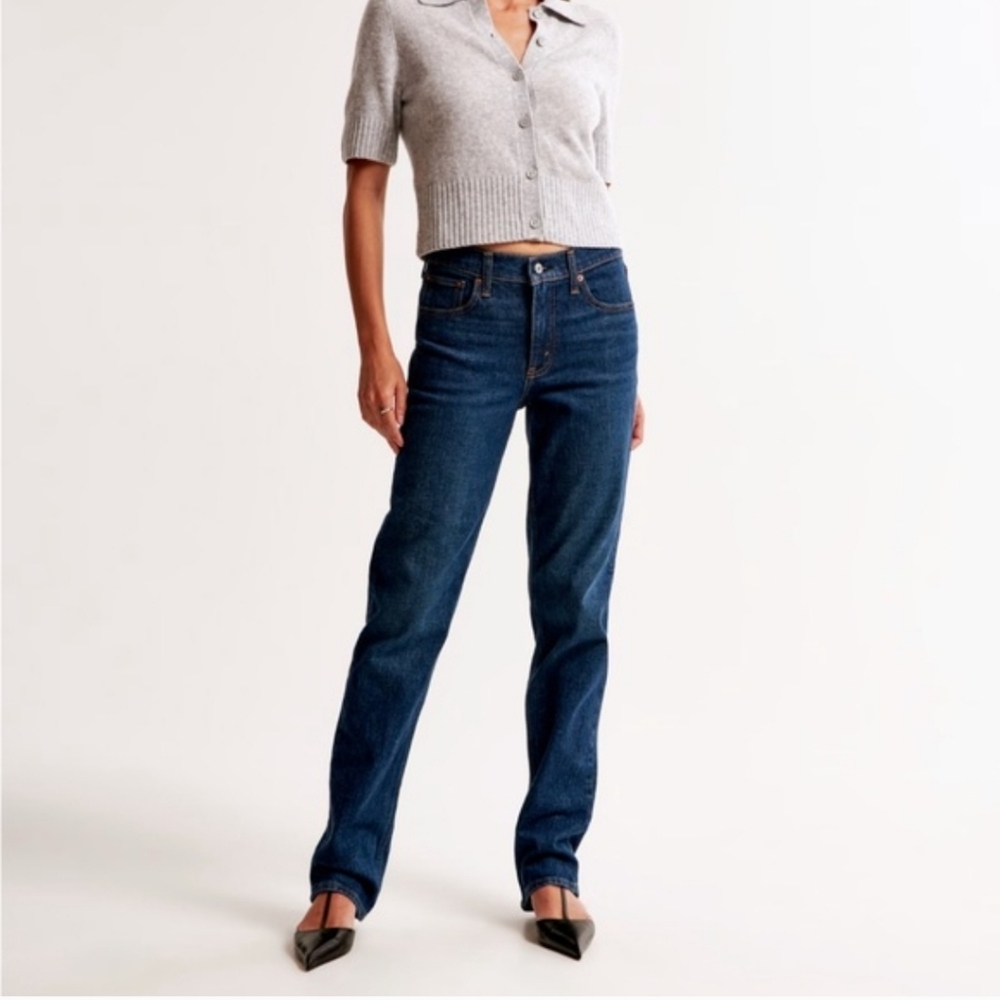 Abercrombie & Fitch The Straight Mid Rise Blue Jeans Sz 28 Scandi Girl Classic